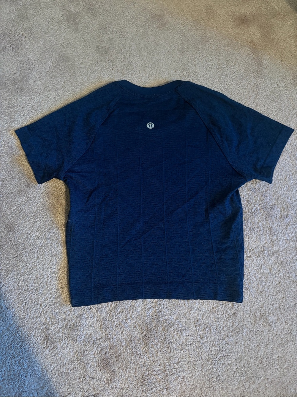 Lululemon Navy Swiftly Pointelle Cropped Short-Sleeve Shirt size 0